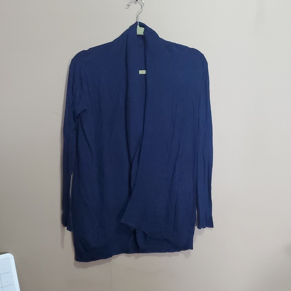 MANGO Fine-Knit navy open front cardigan size xs